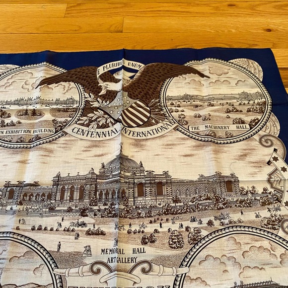 Smithsonian Echo Centennial Vintage Scarf 1776 1876 With Original Box Blue - Picture 4 of 10